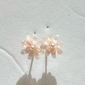 Pink flower earrings